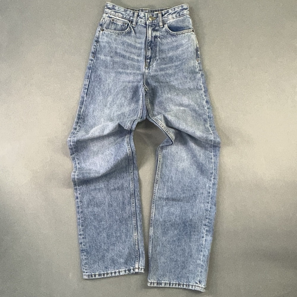 Women's Zara Straight Leg Y2K Style Barrel Jeans Light‎ Blue Denim Size 0